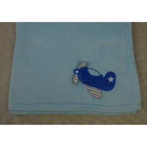 Le Bebe Favorite Airplane Baby Blanket Blue White Gray Security Lovey Plane